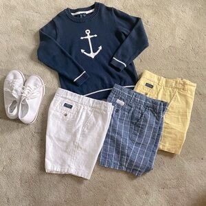Janie and Jack boys white anchor navy sweater size 5
